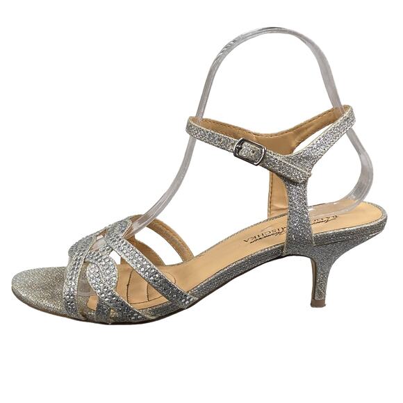 Badgley Mischka Women's Silver Metallic Strappy Heels Size US 7 - Picture 3 of 12